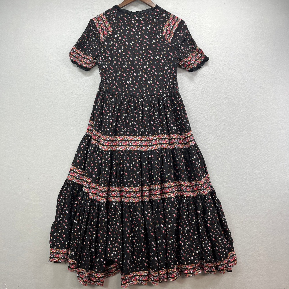 Free People Rare Feelings Maxi Dress Womens Small Black Floral Tiered Boho - Picture 5 of 15